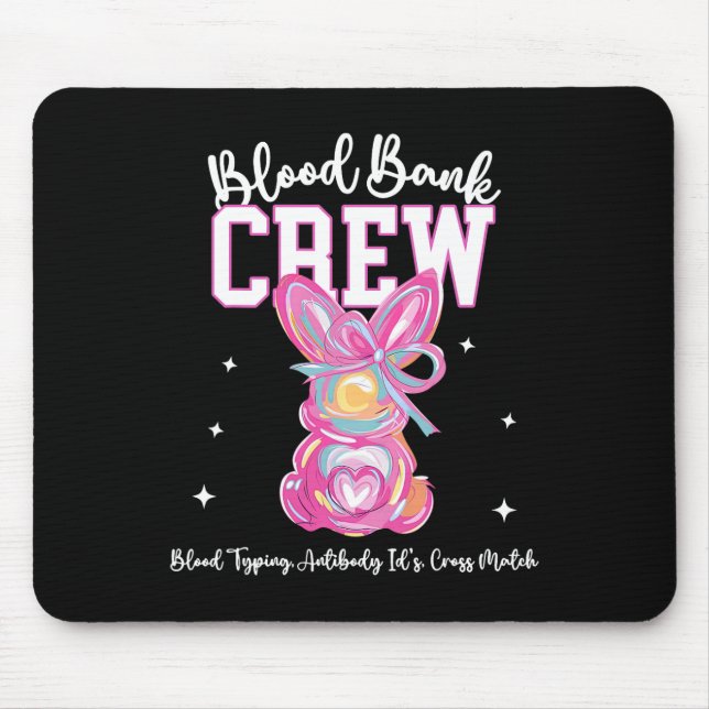 Bunny Bow Easter Blood Bynk Crew Medical Lab Tech  Mouse Mat (Front)