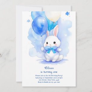 Bunny Boy First Birthday Invitation