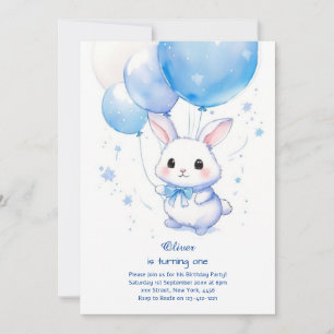 Bunny Boy First Birthday Invitation