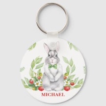 Bunny Boy Monogrammed Key Ring