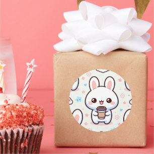 Bunny Brew Pattern Classic Round Sticker