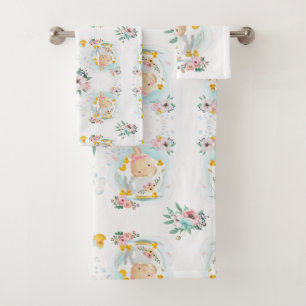 Bunny bubble bath time bath towel set