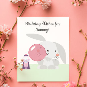 Bunny Bubble Gum Birthday Wishes Card