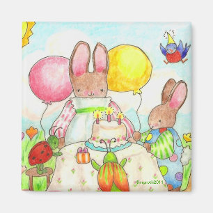 bunny bug birthday party magnet