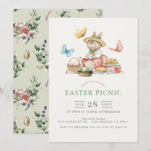 Bunny & Butterflies Tea Party Easter Picnic  Invitation