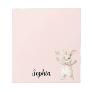 Bunny Butterfly Blush Pink   Notepad
