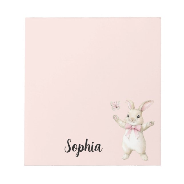Bunny Butterfly Blush Pink   Notepad (Front)