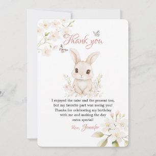 Bunny Butterfly Pink Petals Stationery Thank You Card