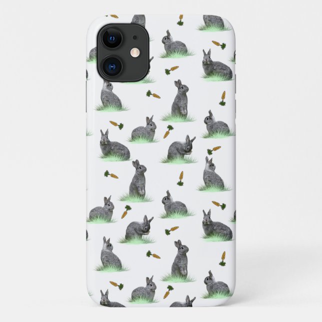 Bunny Carrot Craze iPhone 11 Case (choose colour) (Back)