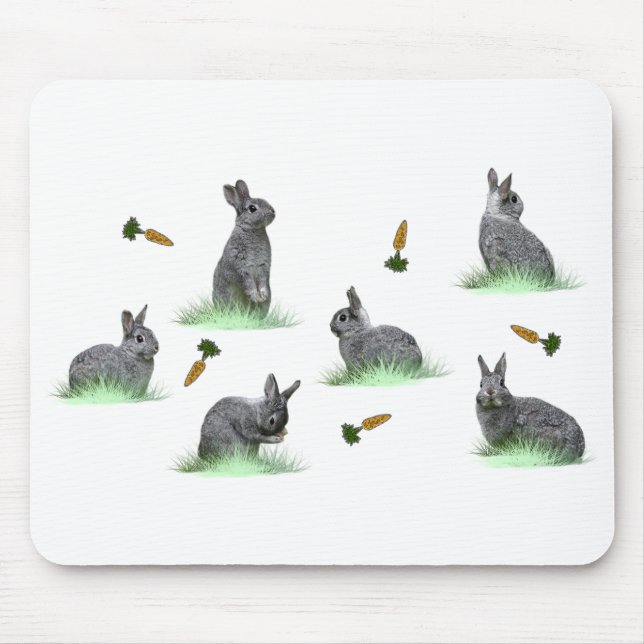 Bunny Carrot Craze Mousemat (choose colour) (Front)