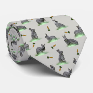 Bunny Carrot Craze Tie (Light Grey)