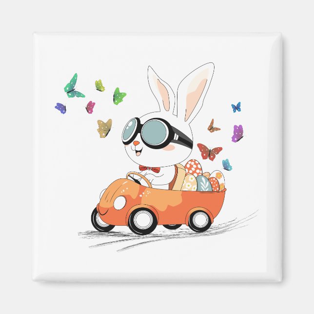 Bunny Carrot Hopping Ride Magnet (Front)