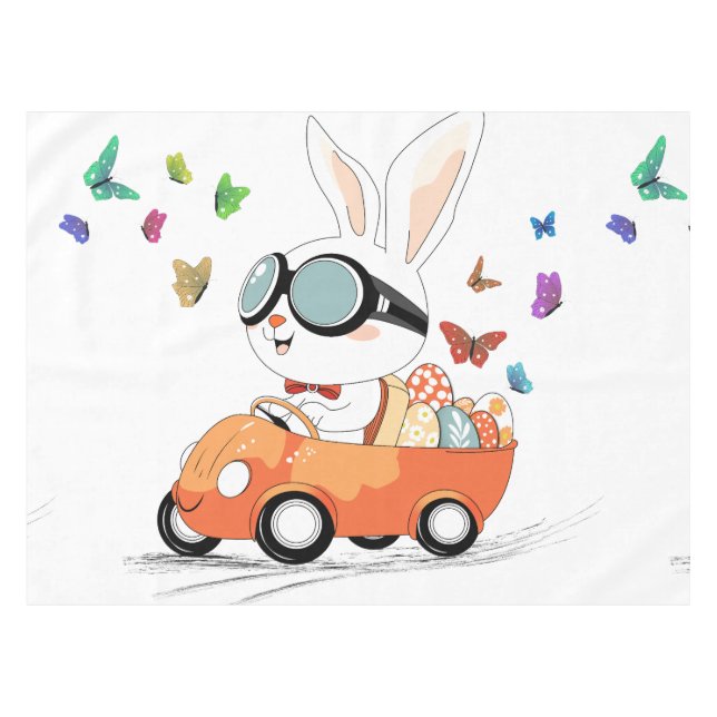 Bunny Carrot Hopping Ride Tablecloth (Front (Horizontal))