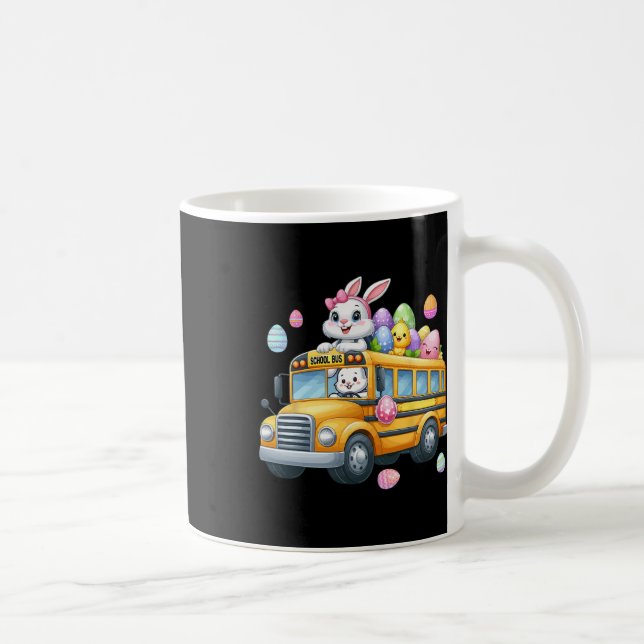 Bunny Carrying Easter Eggs Basket On School Bus Hu Coffee Mug (Right)