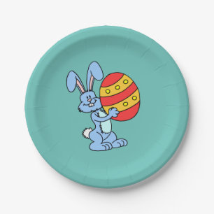 Bunny Cartoon With Easter Egg Paper Plate