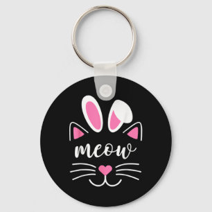 Bunny Cat Cute Fun Cat For Girls Cat Easter Girls Key Ring
