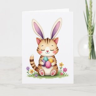 Bunny Cat Happy Springtime Card