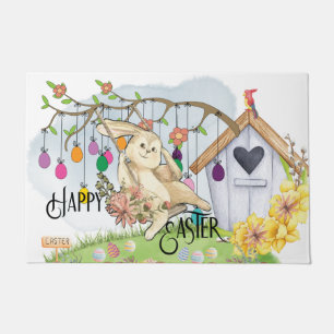 Bunny Celebrates Easter Day Doormat