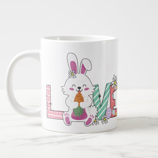 Bunny Celebrates Easter Day Giant Coffee Mug (Left)