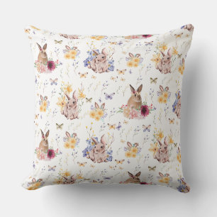 Bunny Celebrates Easter Day With Butterflies Cushion