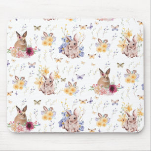 Bunny Celebrates Easter Day With Butterflies  Mouse Mat