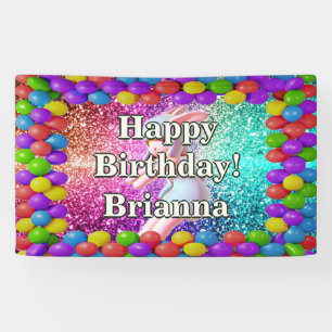 Bunny Cheerleader Personalised character birthday Banner