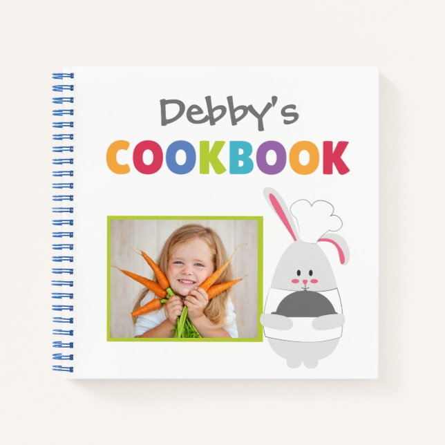 Bunny Chef Personalised Kids Cookbook (Add Photo)  Notebook (Front)