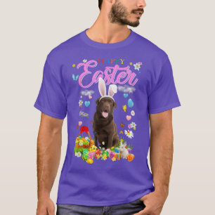 Bunny Chocolate Lab Dog Happy Easter Eggs  T-Shirt