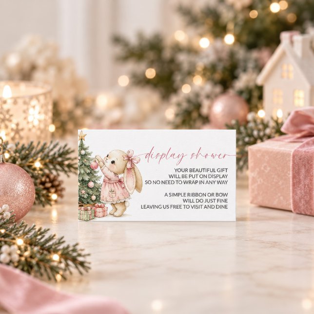 Bunny Christmas Display Shower Insert Card (Bunny Christmas Display Shower insert card styled with pine, lights and gifts)