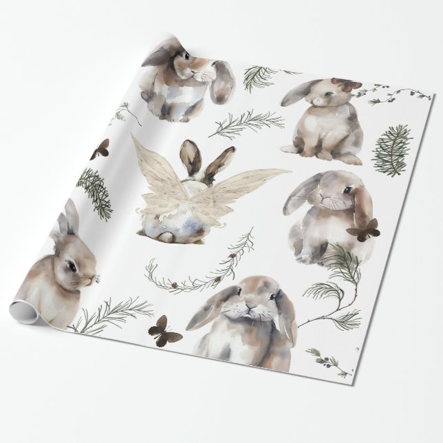 Bunny Christmas Glossy Wrapping Wrapping Paper (Unrolled)