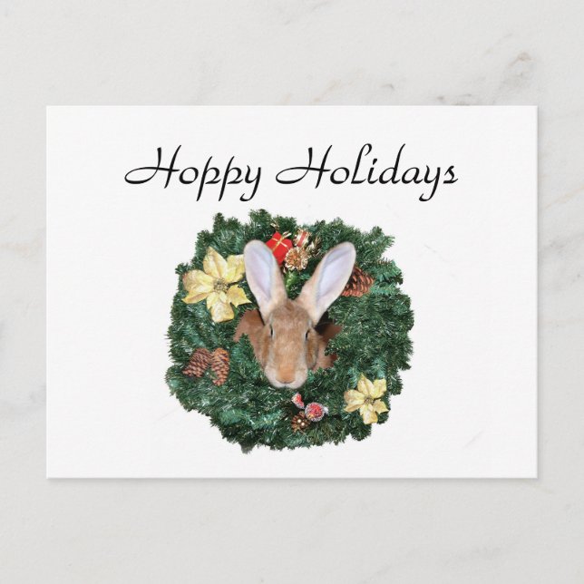 Bunny Christmas Holiday Postcard (Front)