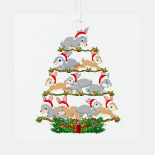Bunny Christmas Tree Bunny Animal Lover Xmas  Metal Tree Decoration