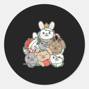 Bunny Christmas Tree Funny Animal Christmas Classic Round Sticker