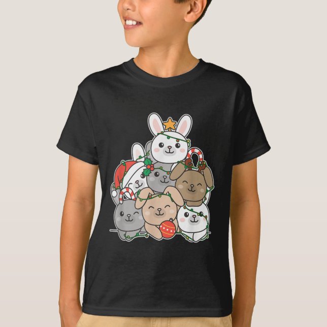 Bunny Christmas Tree Funny Animal Christmas  T-Shirt (Front)