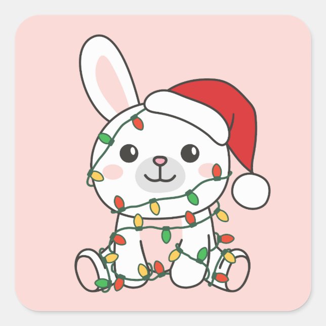Bunny Christmas Winter Animals Holiday Bunnies Square Sticker (Front)
