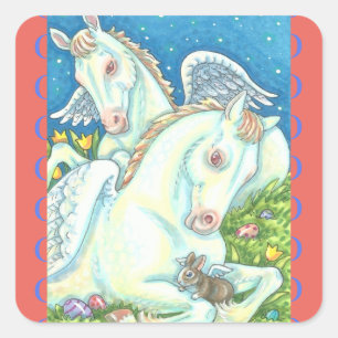 BUNNY & COLT ANGELS, WHIMSY EASTER HORSE STICKERS