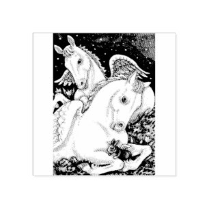 BUNNY & COLT ANGELS, WHIMSY EASTER RUBBER STAMP