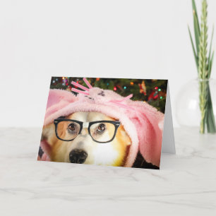 Bunny Corgi Easter greeting Card