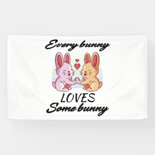 Bunny Couple Love Heart Peace Easter Lovers Banner