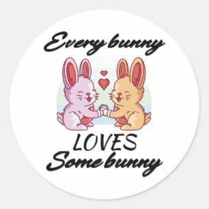 Bunny Couple Love Heart Peace Easter Lovers Classic Round Sticker