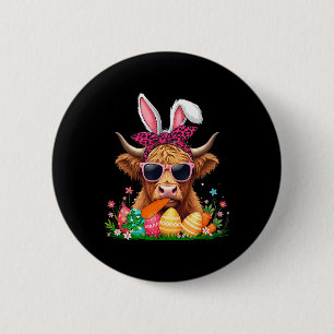 Bunny Cow Bow Tie Eating Carrot Easter Eggs Owner 6 Cm Round Badge