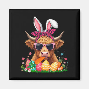Bunny Cow Bow Tie Eating Carrot Easter Eggs Owner Magnet