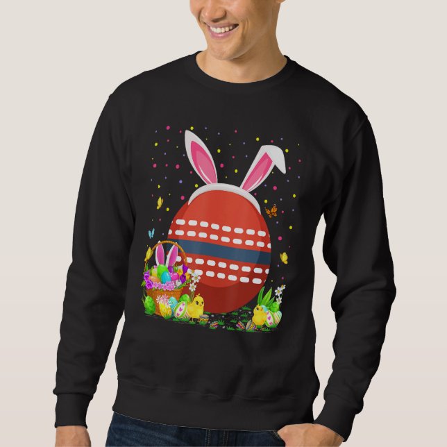Bunny Cricket Easter Egg Hunt   Cricket Easter Sun Sweatshirt (Front)
