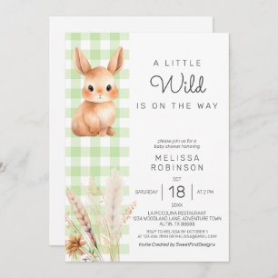 Bunny Cub Fall Forest Pampas Baby Shower Invitation