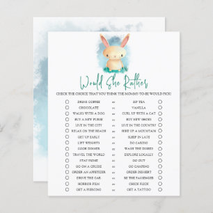 Bunny cub / Would She Rather Baby Shower Game