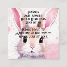 Bunny Cute Watercolor Pink baby shower