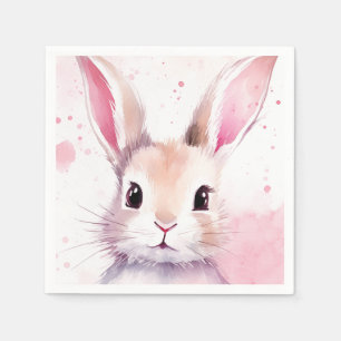 Bunny Cute Watercolor Pink Napkin