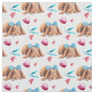 Bunny cutie polka dots bow pattern fabric