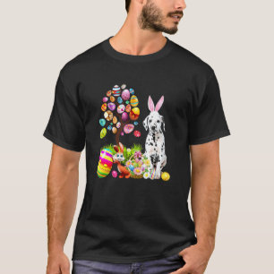 Bunny Dalmatian Dog Happy Easter Eggs Tree T-Shirt