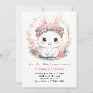 Bunny Delights Girl Baby Shower Invitation